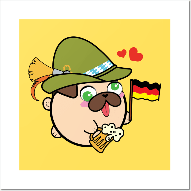 Doopy the Pug Puppy - Oktoberfest Wall Art by Poopy_And_Doopy